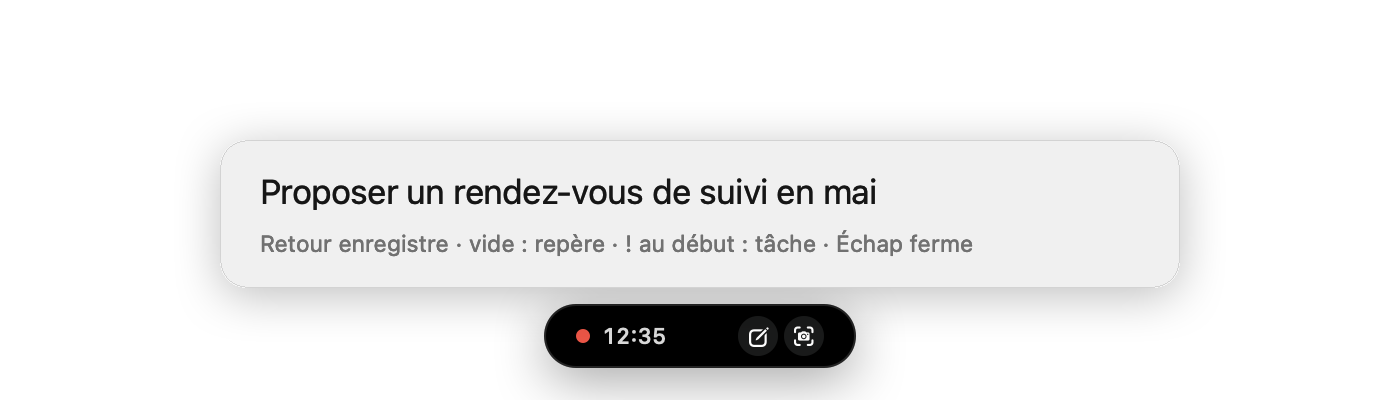 Note rapide au-dessus de la bulle pendant une réunion
