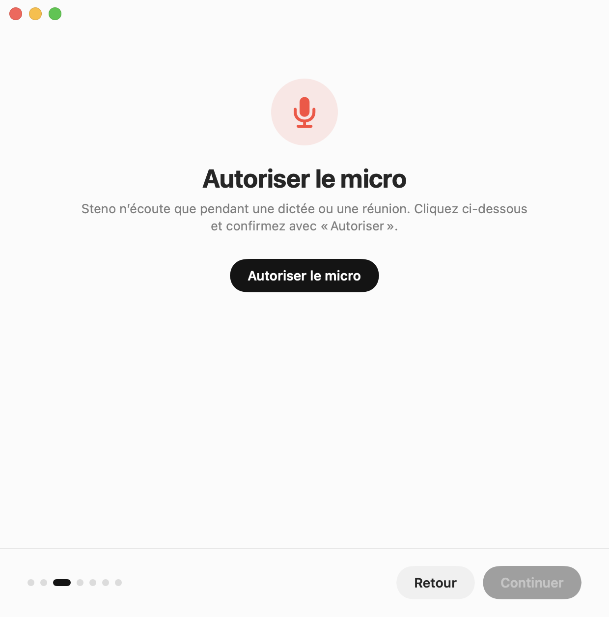Assistant de configuration : autoriser l’accès au microphone