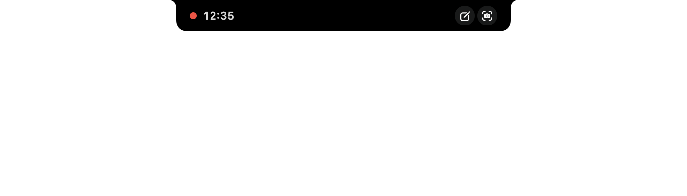 Meeting in the notch with the pointer on it: Note and Screenshot buttons