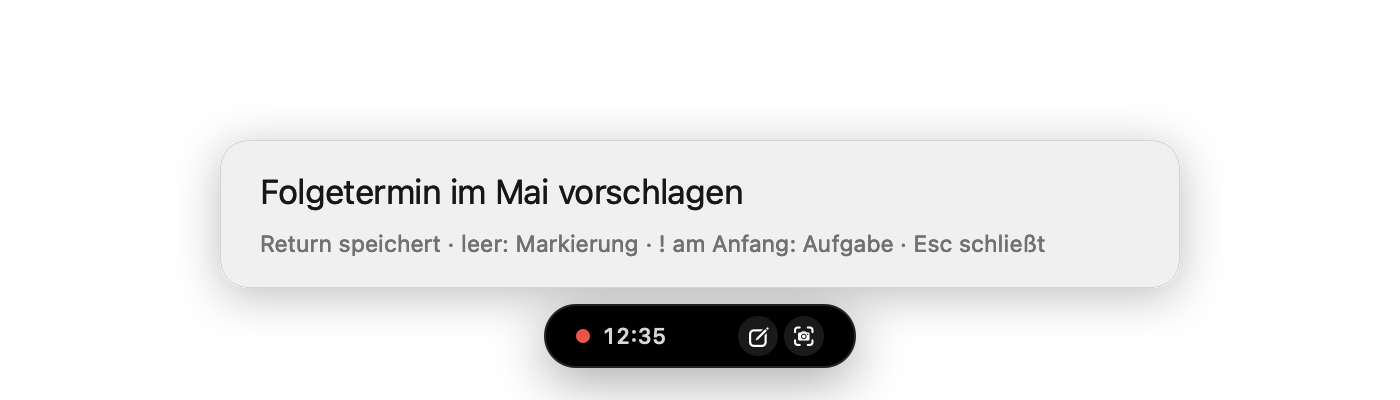 Schnelle Notiz über der Blase während eines Meetings