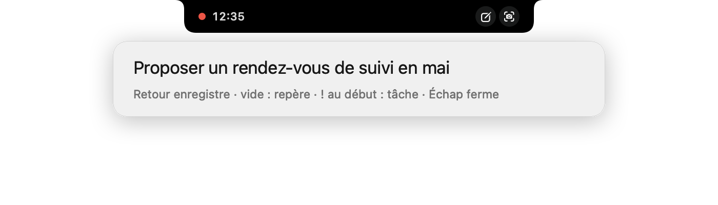 Note rapide sous l’encoche pendant une réunion
